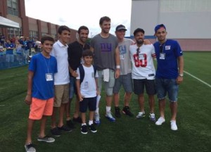 Left to Right: Raúl’s three sons, Raúl, Eli Manning, Dane Murphy, Danny Szetela and Leo Fernandes - Courtesy of the New York Cosmos 
