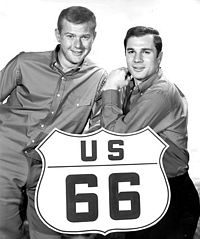 Martin_Milner_George_Maharis_Route_66_sign