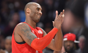 Feb 14, 2016; Toronto, Ontario, CAN; Western Conference forward Kobe Bryant of the Los Angeles Lakers (24) reacts as he leaves the court for his last All Star game during the NBA All Star Game at Air Canada Centre. Mandatory Credit: Bob Donnan-USA TODAY Sports