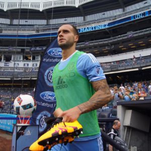 Maxime Chanot made his NYCFC debut to start the second half/Credit photo by Hajat Avdovic