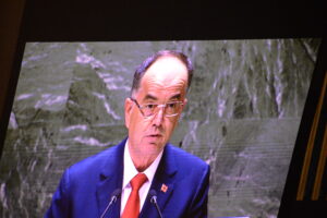 Albanian President Bajram Begaj at UNGA 78 Summit. Foto credit balkanpress