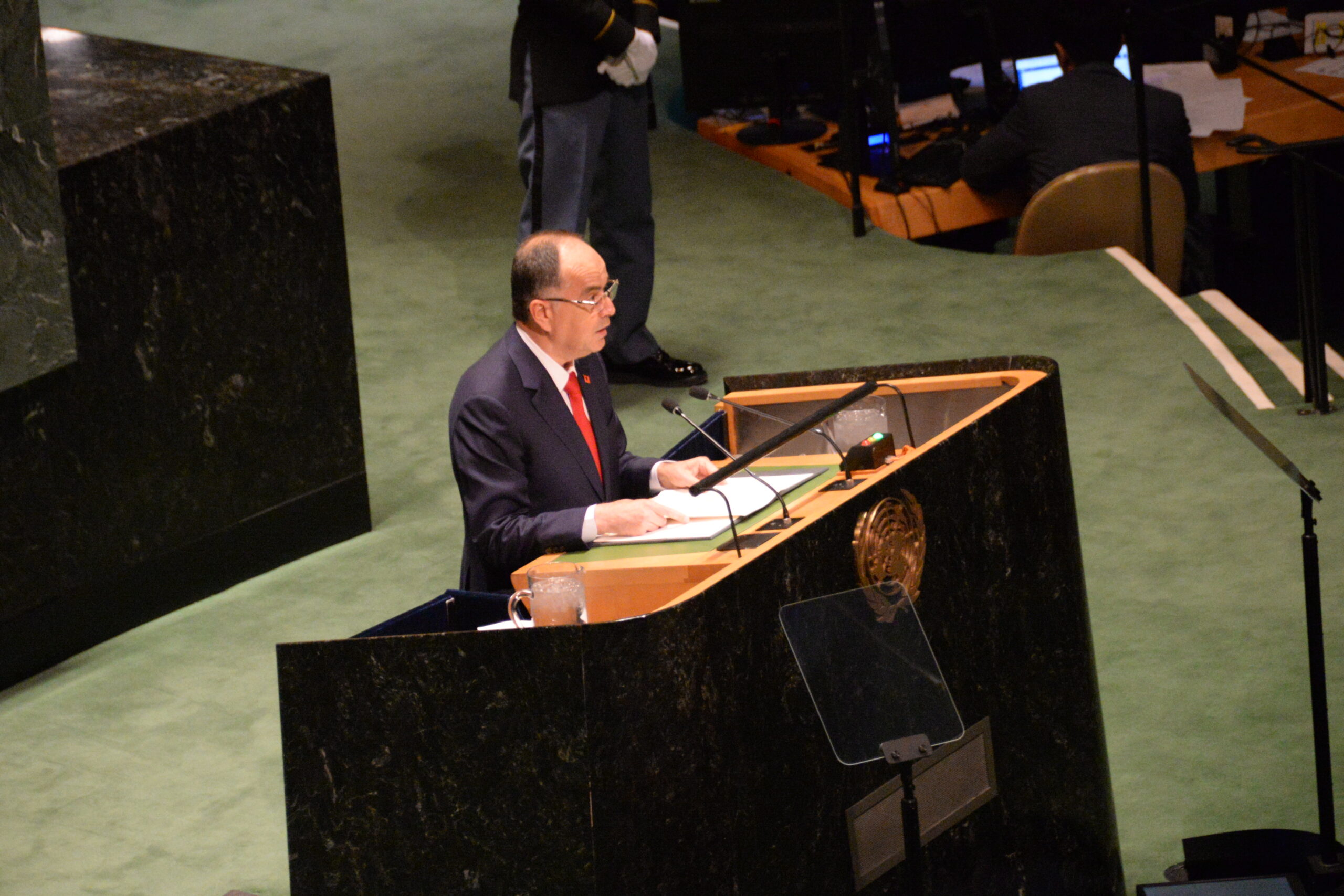 Albanian President Bajram Begaj at UNGA 78 Summit. Foto credit balkanpress 