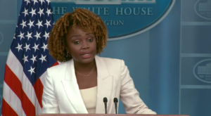 Press Secretary Karine Jean-Pierre in the White House Briefing Room
