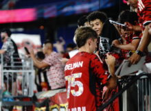 RBNY signing at fans after victory over FC Cincinnati at home. Foto credit: (Melinda Moraless for BalkanPress)