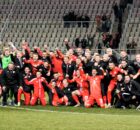 Macedonian football celebrate the victory