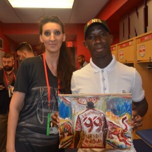 In 2018, after Bradley Wright-Phillips scored 100 goals for the New York Red Bulls, TC ARTIST honored him with a special art painting commemorating this milestone.